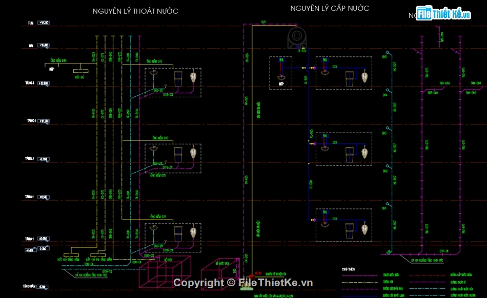 Cấp điện nước shophouse,Bản vẽ M&E Shophouse 5 tầng,autocad điện nước,Hệ thống điện nước điều hòa